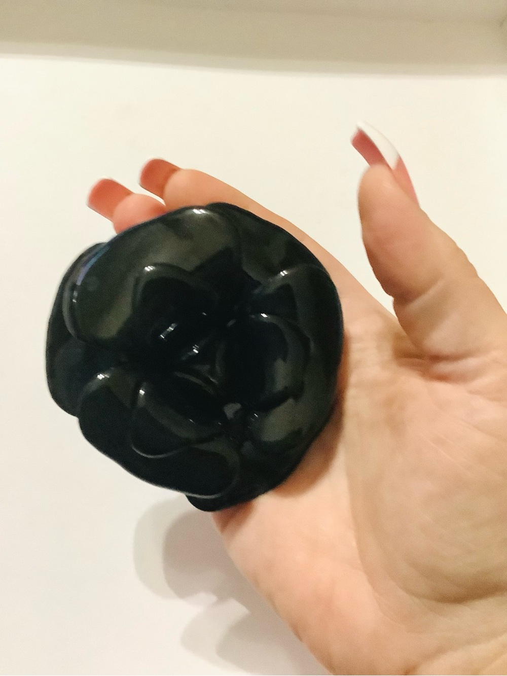 Vintage Black Floral Resin Brooch
